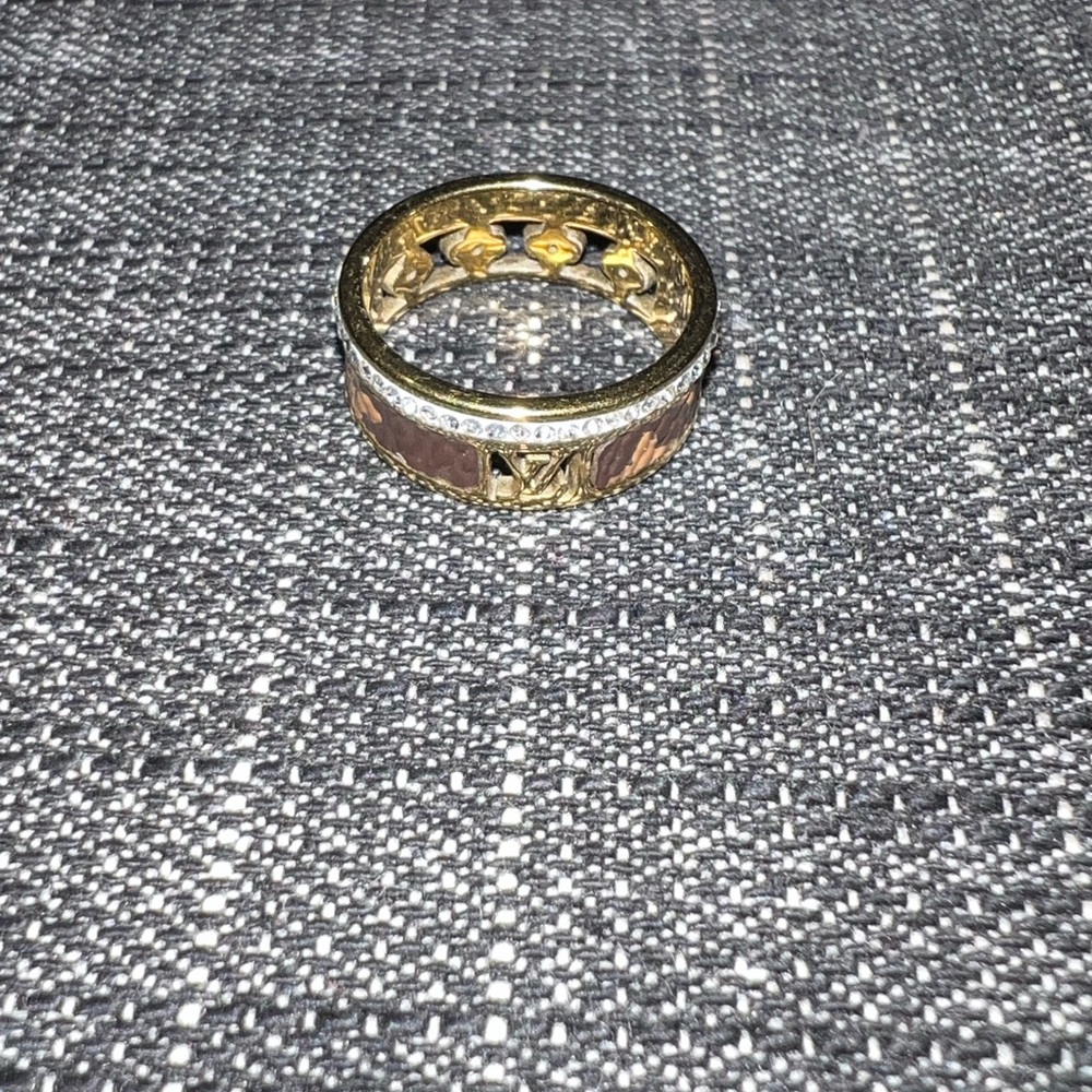 Gold and Brown Ring with Silver Accents